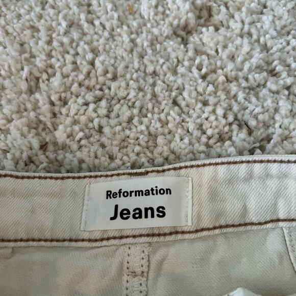 Reformation Lexi High Rise Wide Leg Button Fly Jeans Ivory Size 27 - Picture 5 of 10